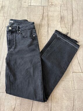 PAIGE Black High-Rise Straight Cindy Jeans - Raw Hem